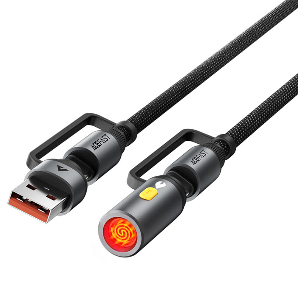 Data- en Oplaadkabel USB-C / USB-A - USB-C / Elektrische Aansteker Acefast J6, 60W, 1.2m, Zwart