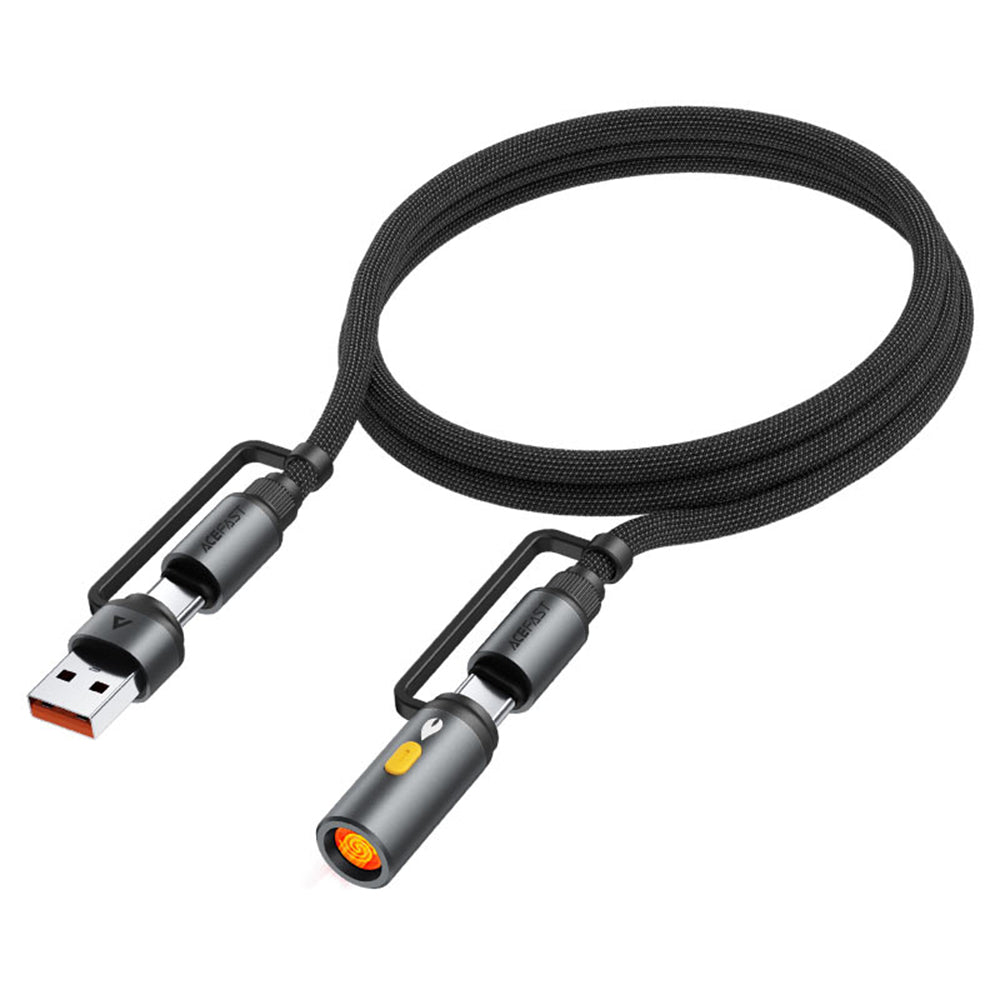 Data- en Oplaadkabel USB-C / USB-A - USB-C / Elektrische Aansteker Acefast J6, 60W, 1.2m, Zwart