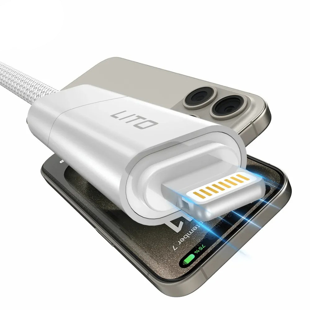 Data- en Oplaadkabel USB-C / USB-A - USB-C / Lightning Lito LD21, 100W, 1m, Zwart