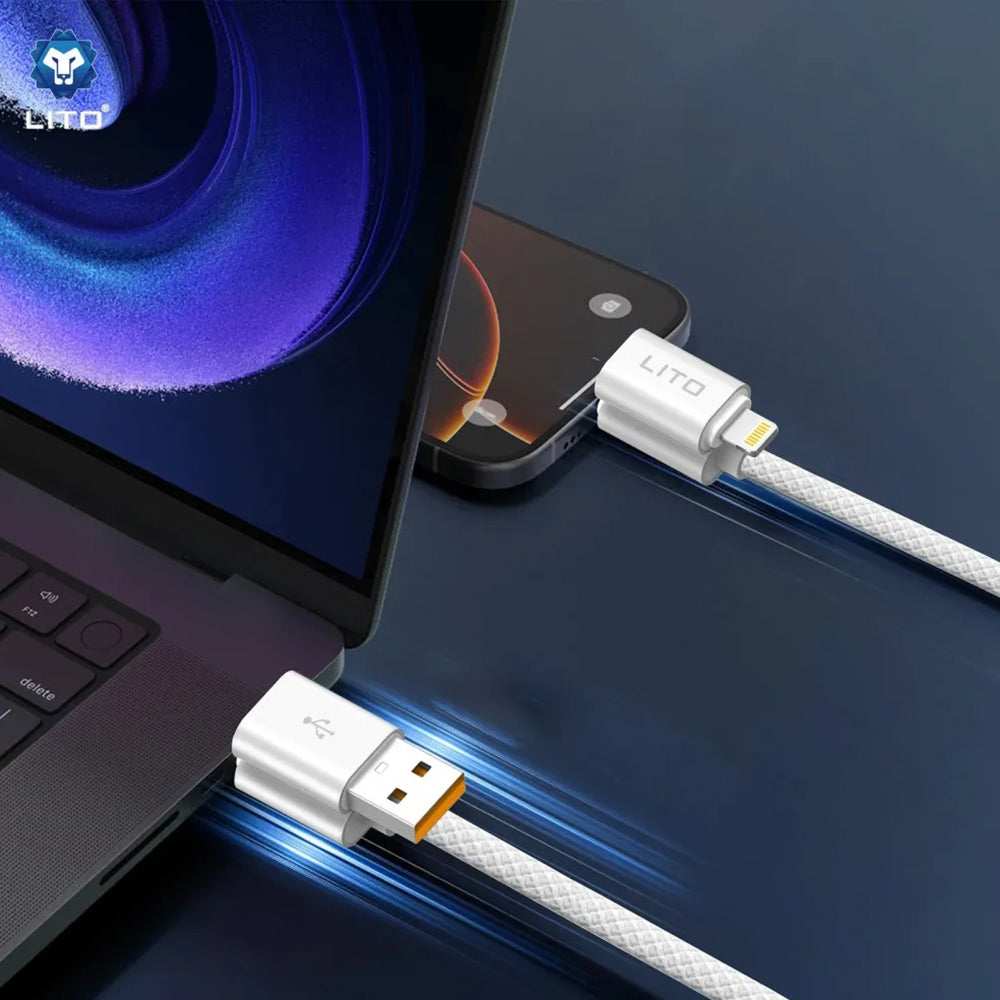 Data- en Oplaadkabel USB-C / USB-A - USB-C / Lightning Lito LD21, 100W, 1m, Zwart