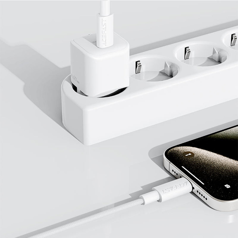 USB-C Data- en Oplaadkabel - USB-C Acefast C18-03, 60W, 1.2m, Wit