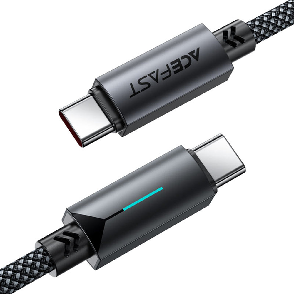 USB-C Data- en Oplaadkabel - USB-C Acefast C19-03, 60W, 1.2m, Zwart