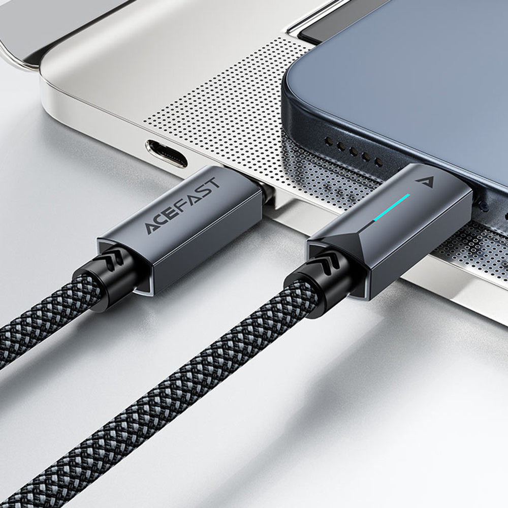 USB-C Data- en Oplaadkabel - USB-C Acefast C19-03, 60W, 1.2m, Zwart