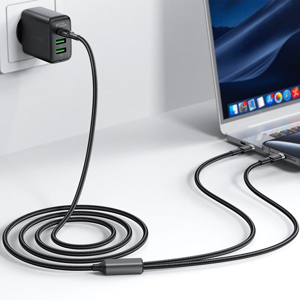 USB-C Data- en Oplaadkabel - 2 x USB-C Acefast C22-02, 100W, 1.25m, Zwart