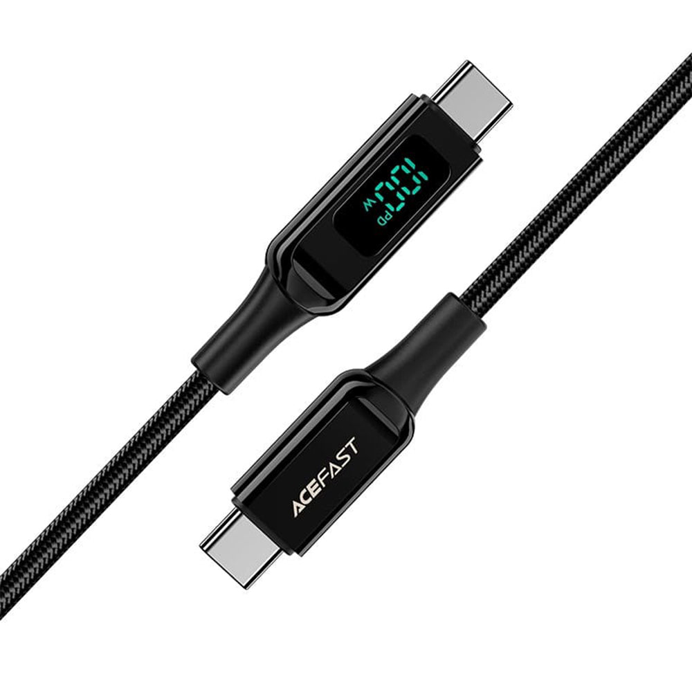 USB-C Data- en Oplaadkabel - USB-C Acefast C6-03 Display, 100W, 2m, Zwart