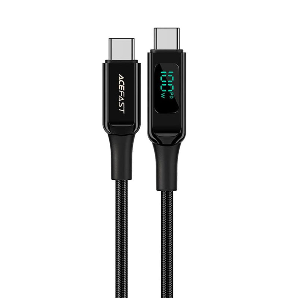 USB-C Data- en Oplaadkabel - USB-C Acefast C6-03 Display, 100W, 2m, Zwart