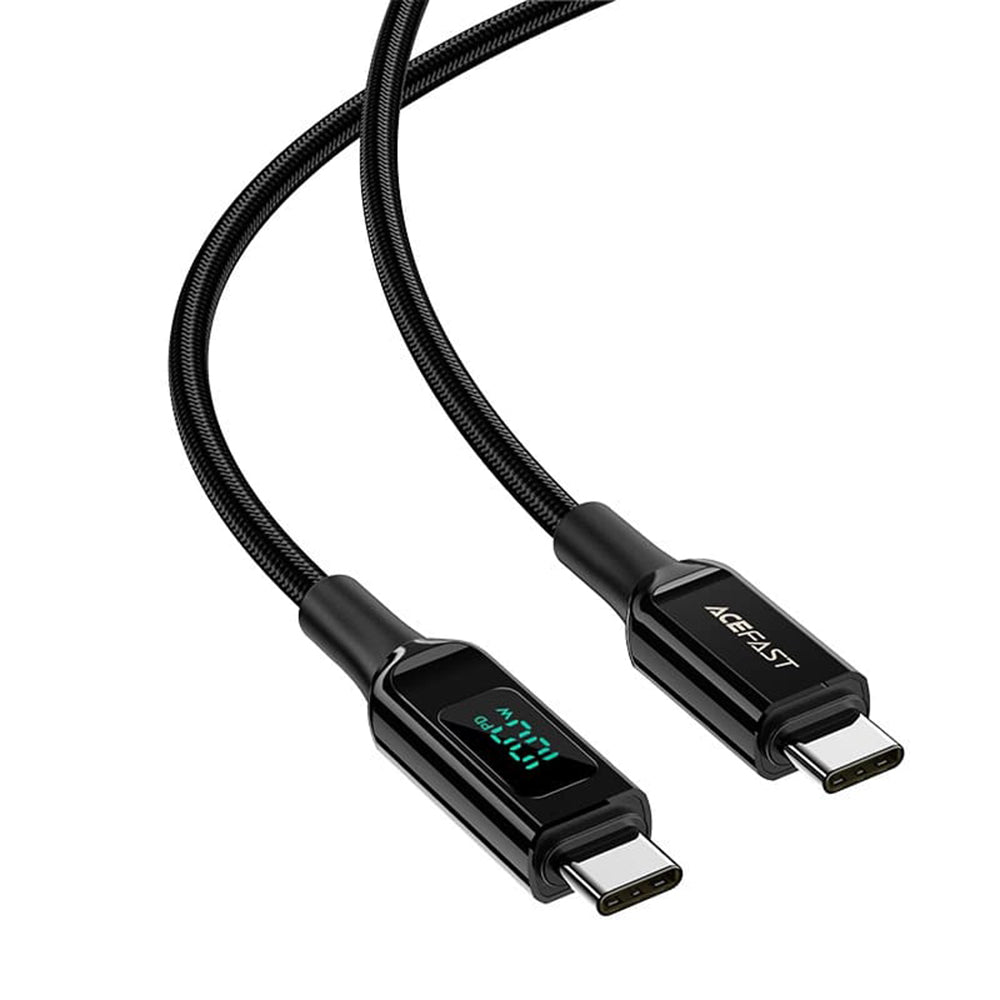 USB-C Data- en Oplaadkabel - USB-C Acefast C6-03 Display, 100W, 2m, Zwart