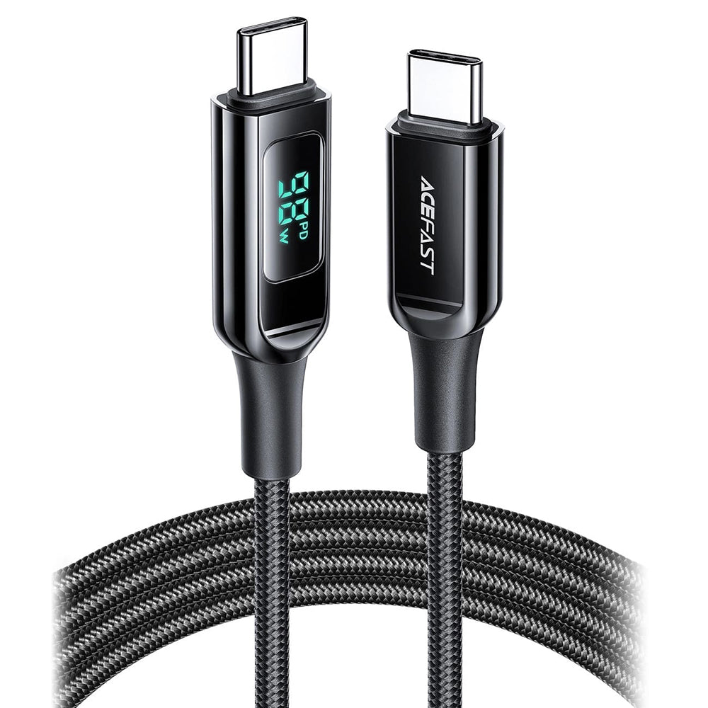 USB-C Data- en Oplaadkabel - USB-C Acefast C6-03 Display, 100W, 2m, Zwart