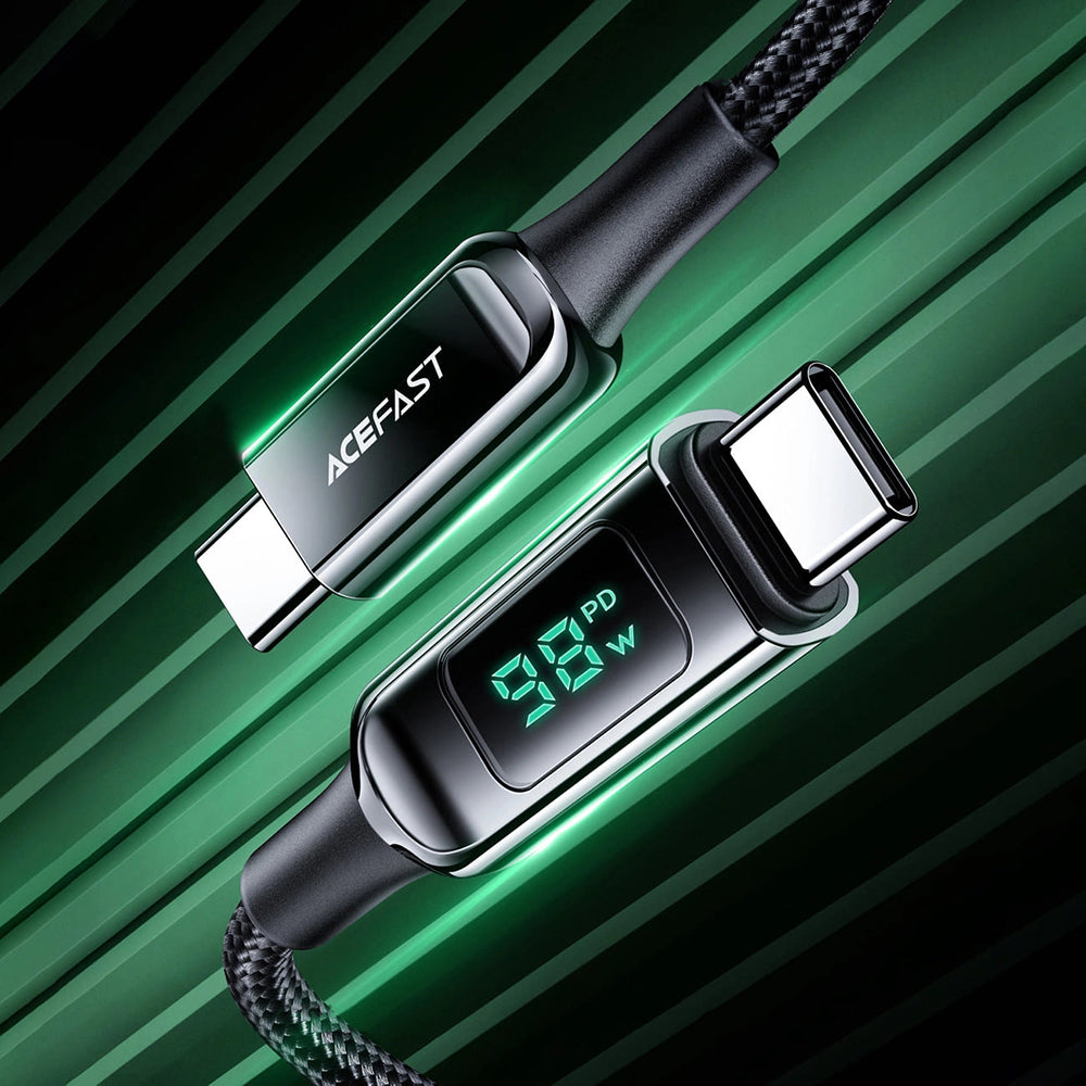 USB-C Data- en Oplaadkabel - USB-C Acefast C6-03 Display, 100W, 2m, Zwart