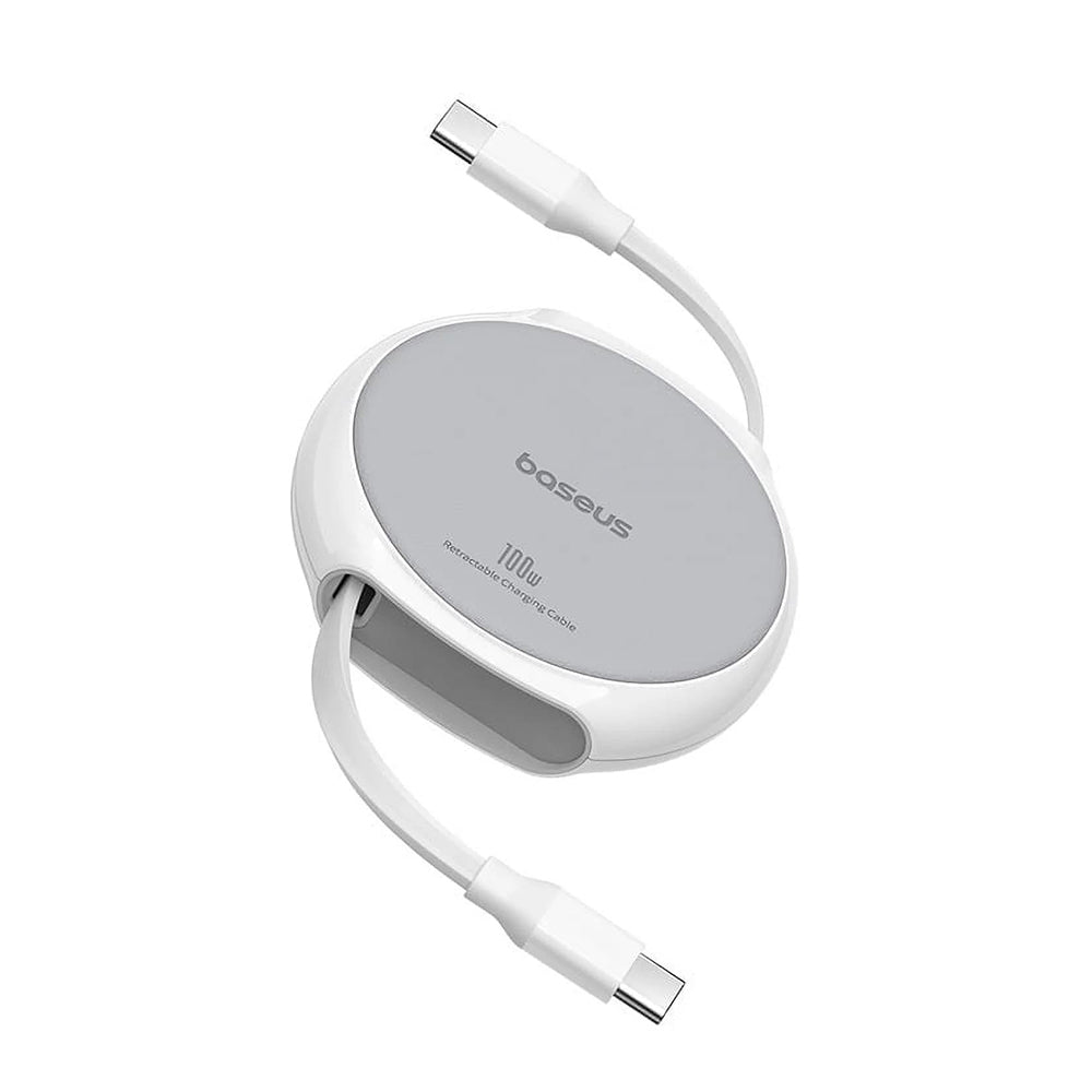 USB-C Data- en Oplaadkabel - USB-C Baseus Pathfinder Intrekbaar, 100W, 1m, Wit P10368400211-00