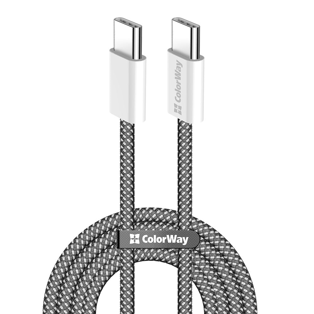 Data- en Oplaadkabel USB-C - USB-C ColorWay CW-CBPDCC061, 60W, 1m, Zwart
