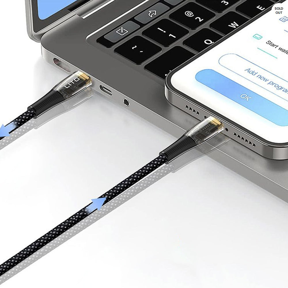 USB-C Data- en Oplaadkabel - USB-C Lito LD01, 60W, 1.2m, Zwart