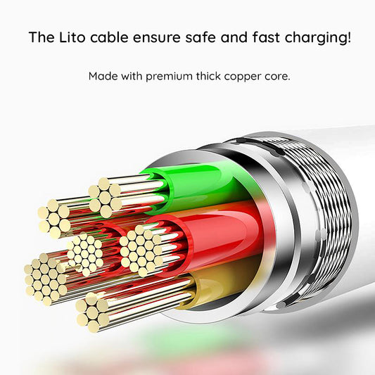 Data- en Oplaadkabel USB-C - USB-C Lito LD03, 60W, 1m, Wit