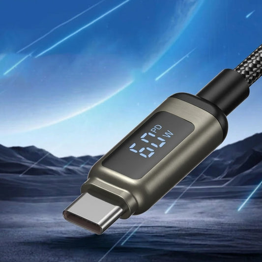 Data- en Oplaadkabel USB-C - USB-C Lito LD15 Display, 60W, 1m, Zwart