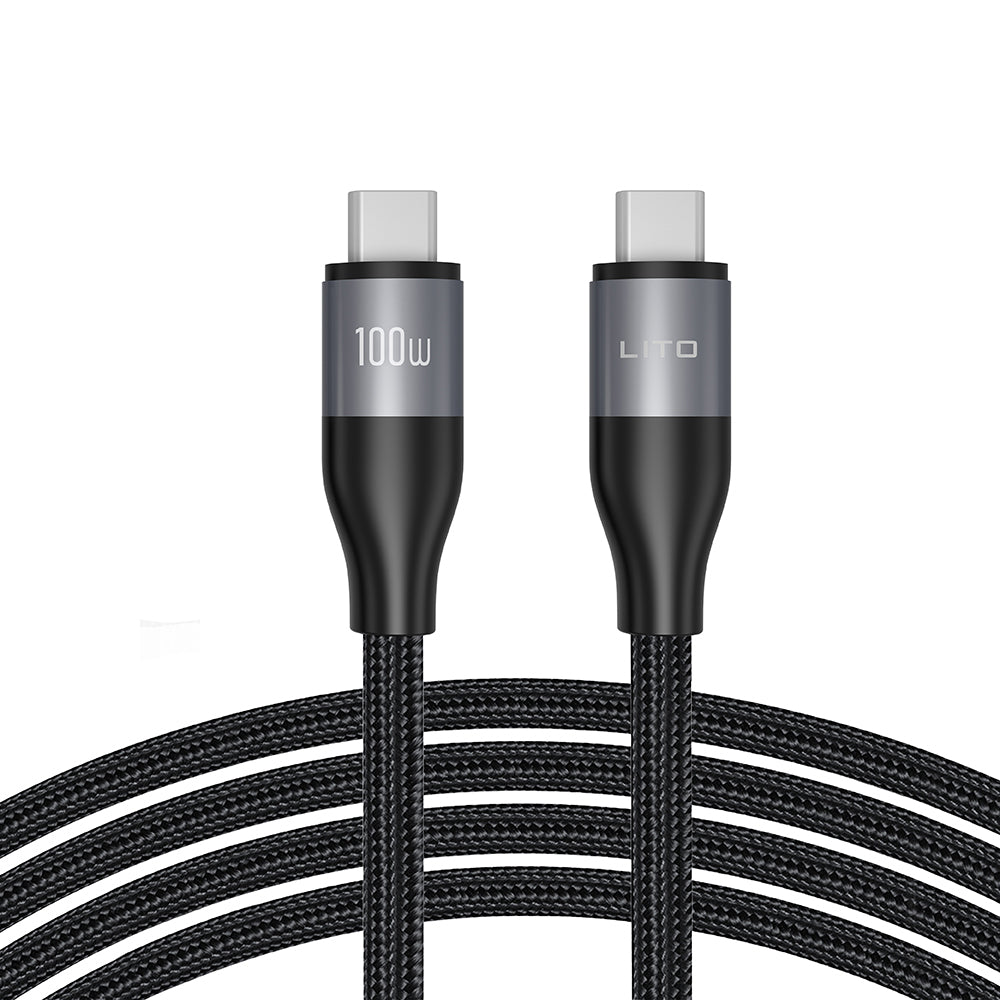 USB-C Data- en Oplaadkabel - USB-C Lito LD23CC, 100W, 1m, Gri