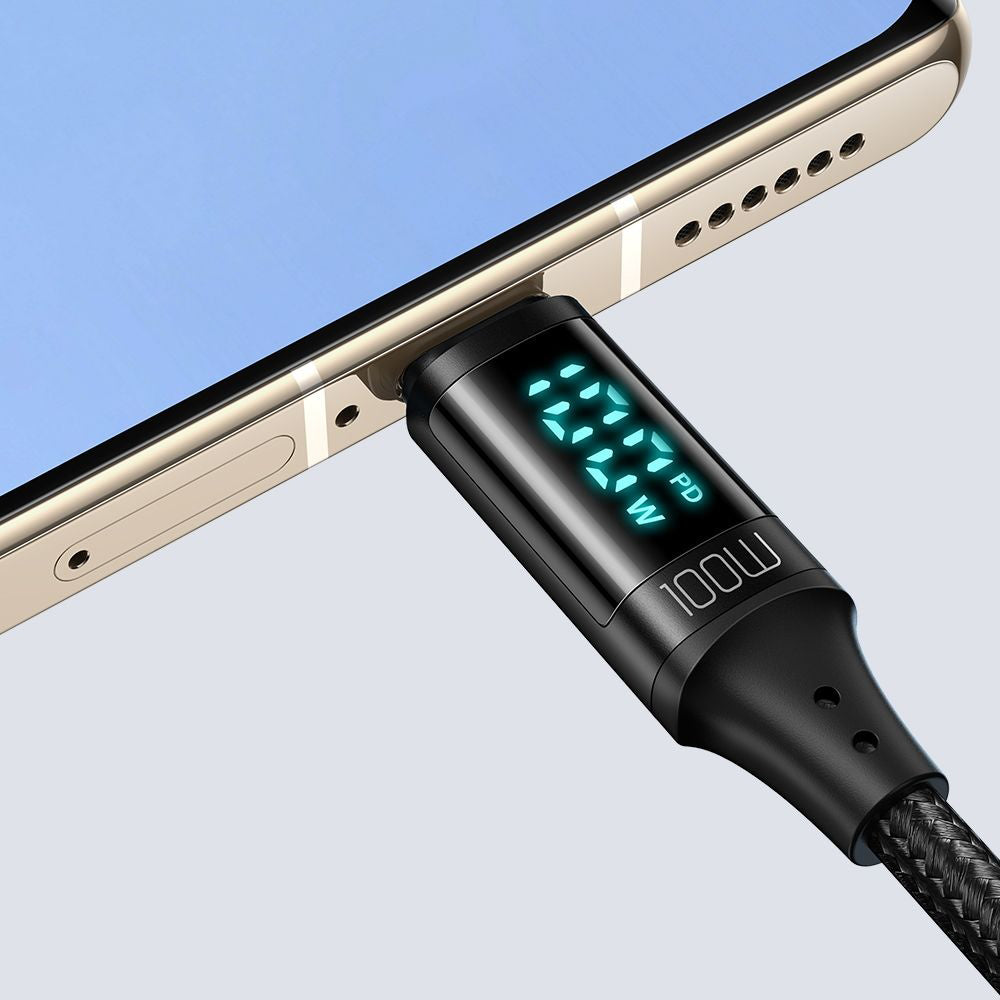 USB-C - USB-C Data- en Oplaadkabel McDodo CA-1100 Display, 100W, 1.2m, Zwart