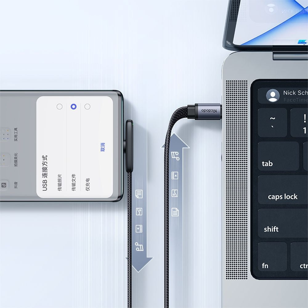 USB-C Data- en Oplaadkabel - USB-C McDodo CA-3360 Angled, 65W, 1.2m, Zwart