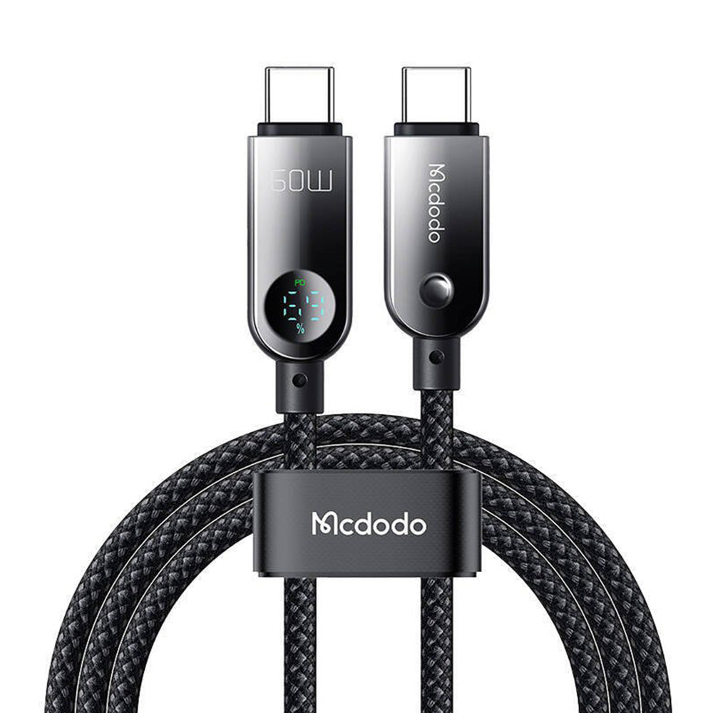 USB-C - USB-C McDodo CA-4780 Display Data- en Oplaadkabel, 60W, 1.2m, Zwart