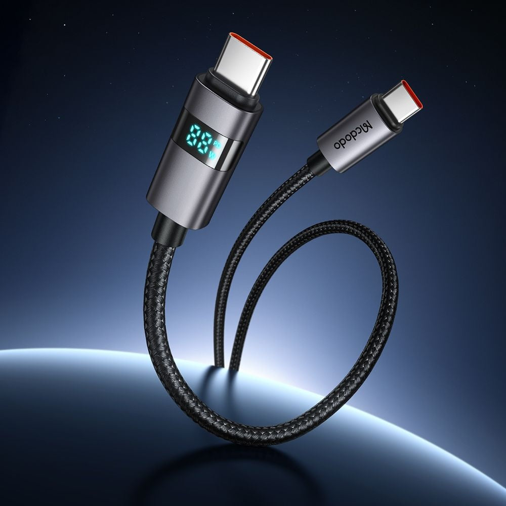 Data- en Oplaadkabel USB-C - USB-C McDodo CA-5610 Display, 100W, 1.2m, Zwart