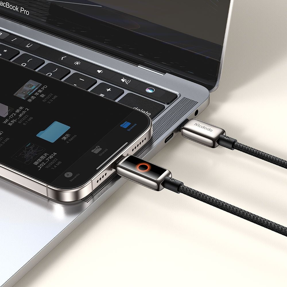 USB-C Data- en Oplaadkabel - USB-C McDodo CA-6680 Auto Power Off, 100W, 1.2m, Zwart
