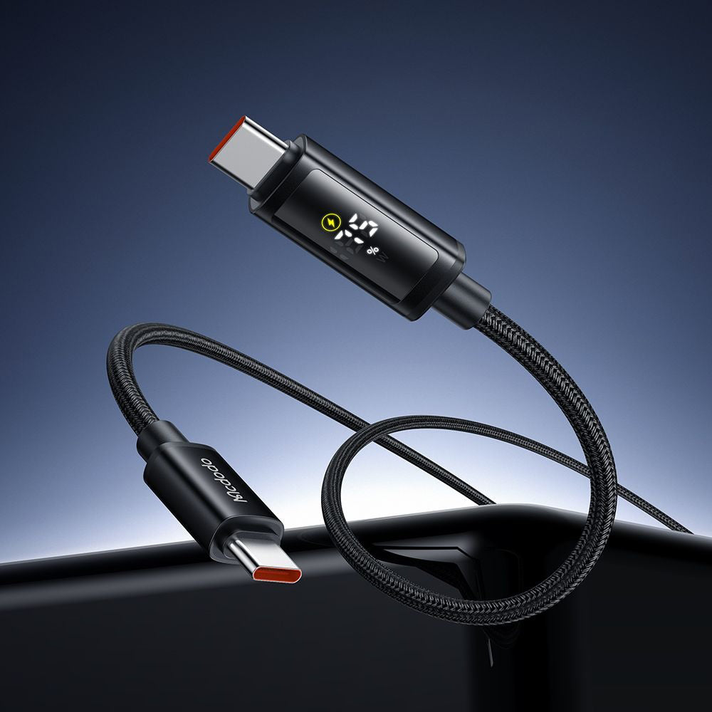 USB-C - USB-C Data- en Oplaadkabel McDodo CA-8000 Display, 100W, 1.2m, Zwart