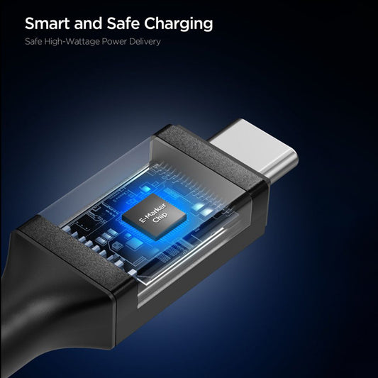Data- en Oplaadkabel USB-C - USB-C Spigen EB24015CC, 240W, 1.5m, Zwart ACA10423