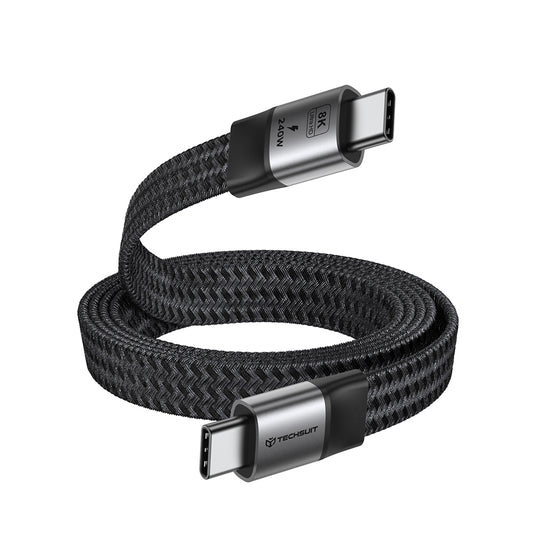 USB-C Data- en Oplaadkabel - USB-C Techsuit ElysiumSync Pro CX1, 240W, 1m, Grijs