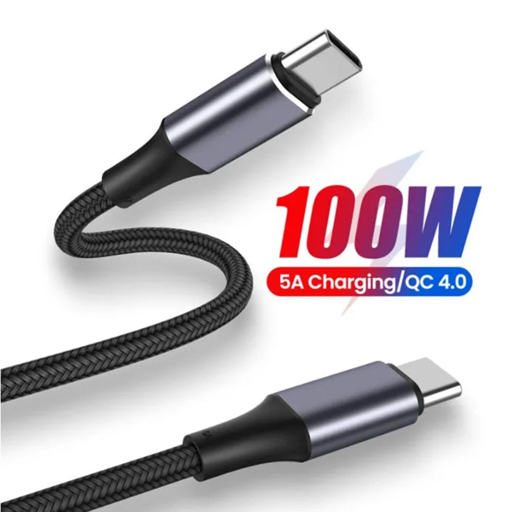Data- en Oplaadkabel USB-C - USB-C Techsuit PCB018, 100W, 1m, Zwart