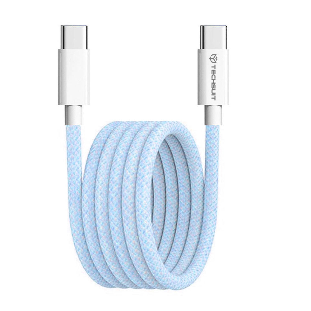 USB-C Data- en Oplaadkabel - USB-C Techsuit PCB114D, 60W, 1m, Blauw