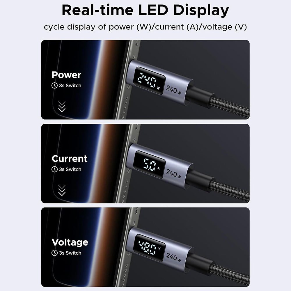 USB-C Data- en Oplaadkabel - USB-C UGREEN 65866 Display, 240W, 1m, Gri