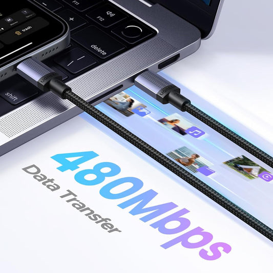 USB-C Data- en Oplaadkabel - USB-C UGREEN L532, 240W, 0.5m, Gri