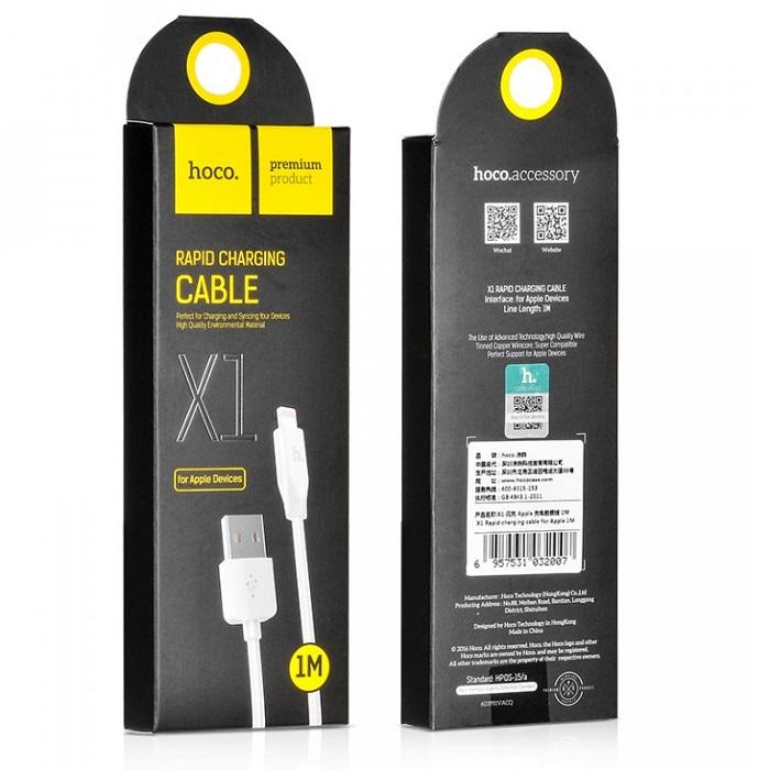 USB-A naar Lightning Data- en Oplaadkabel HOCO Rapid X1, 18W, 1m, Wit