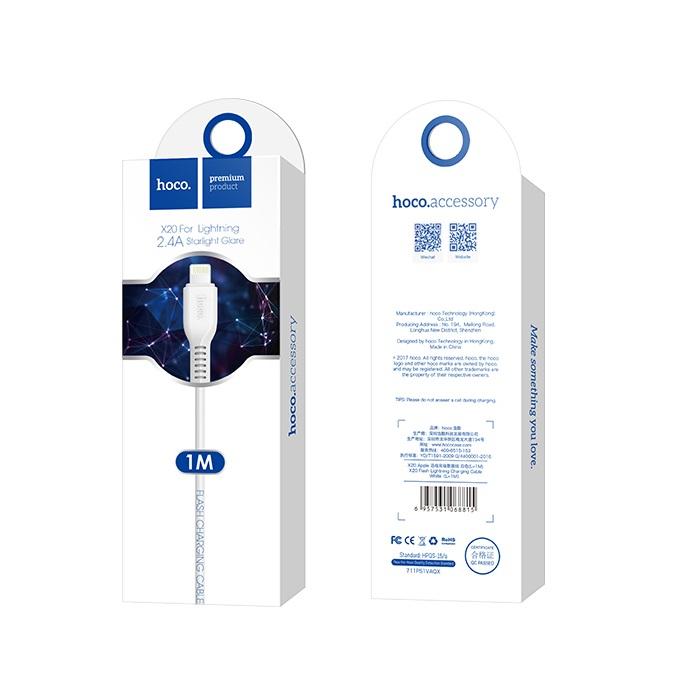 Data- en Oplaadkabel USB-A - Lightning HOCO Flash X20, 18W, 1m, Wit