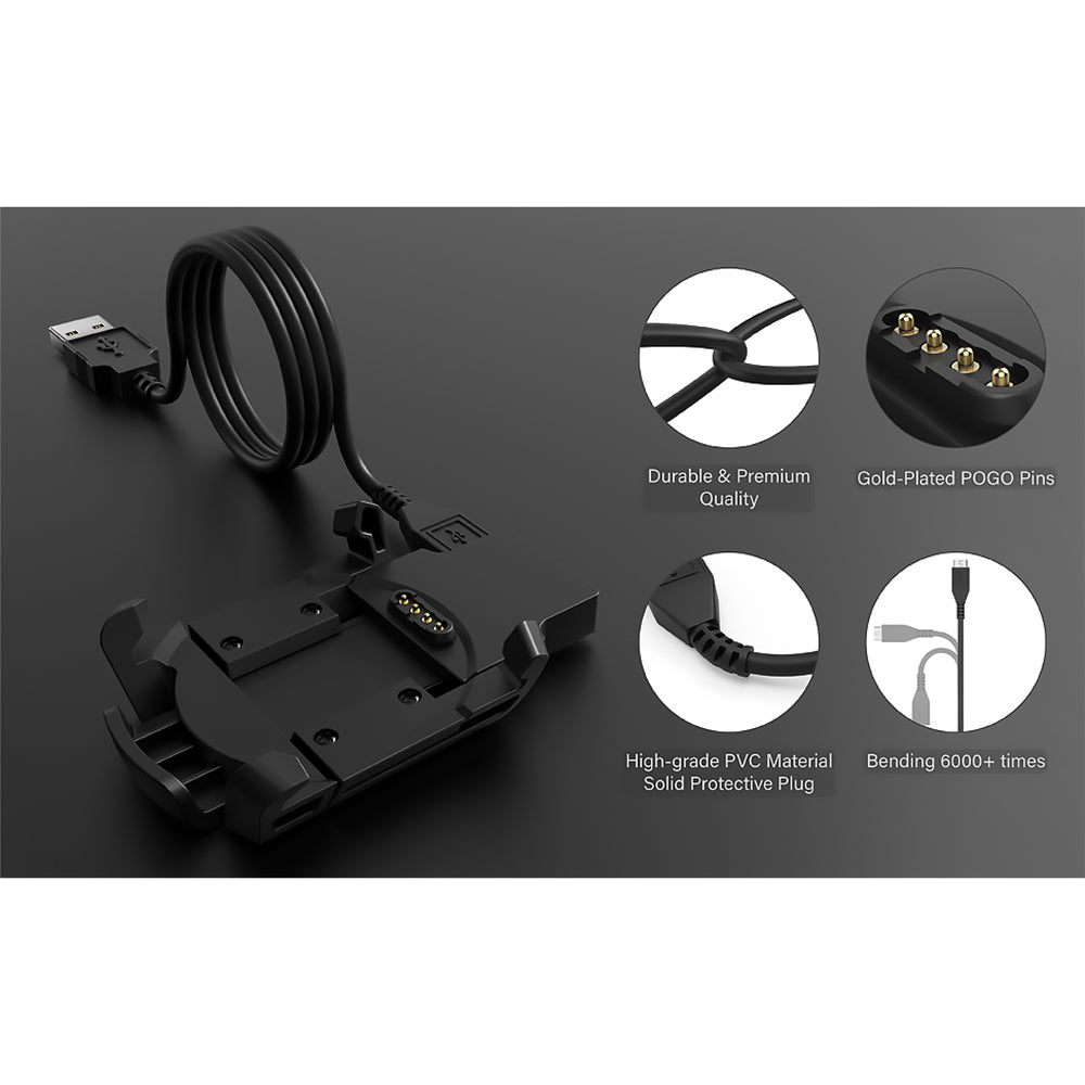 Oplaadkabel Techsuit TGC5 voor Garmin Fenix 3 Sapphire / 3 HR / 3, USB-A, Zwart