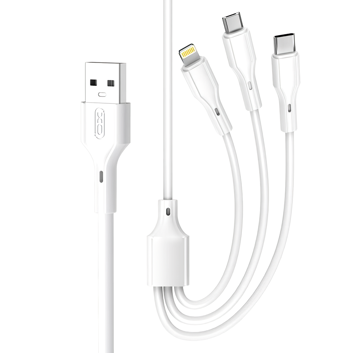 Oplaadkabel USB-A - Lightning / microUSB / USB-C XO Design NB230 3in1, 20W, 1m, Wit