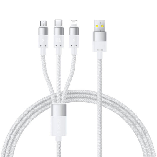 Oplaadkabel USB-A - Lightning / microUSB / USB-C Baseus StarSpeed, 100W, 1.5m, Wit P10319900211-00