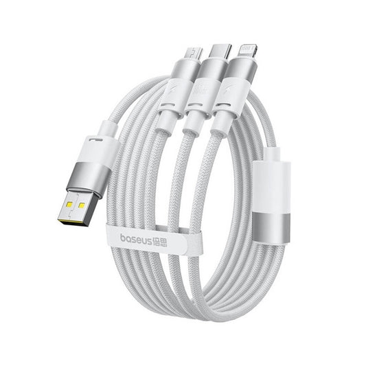 Oplaadkabel USB-A - Lightning / microUSB / USB-C Baseus StarSpeed, 100W, 1.5m, Wit P10319900211-00