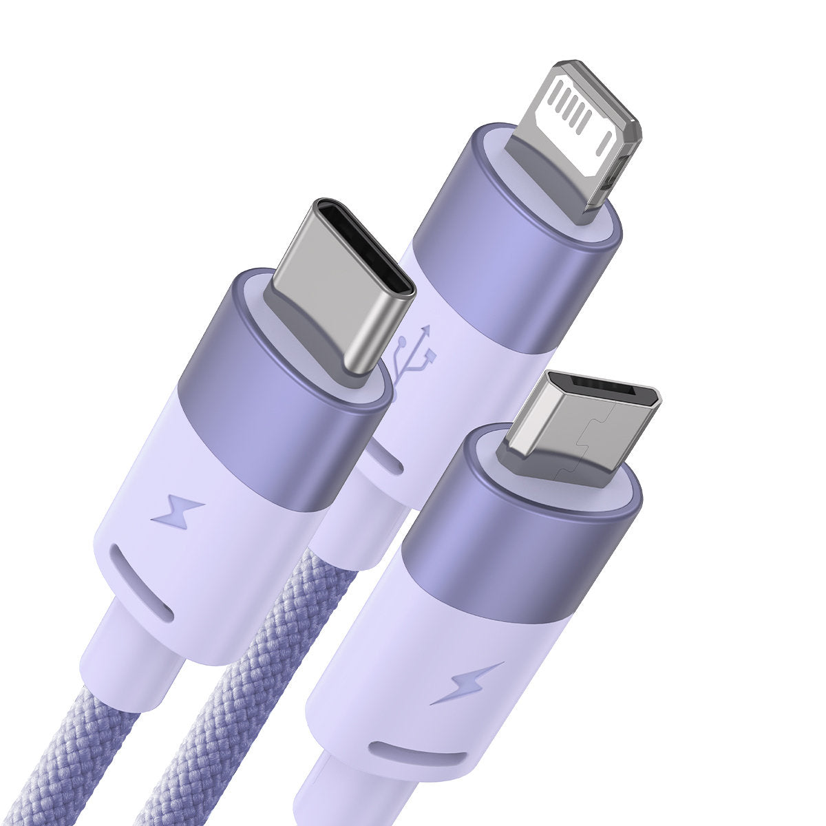 Oplaadkabel USB-A - Lightning / microUSB / USB-C Baseus StarSpeed 3in1, 20W, 1.2m, Paars CAXS000005