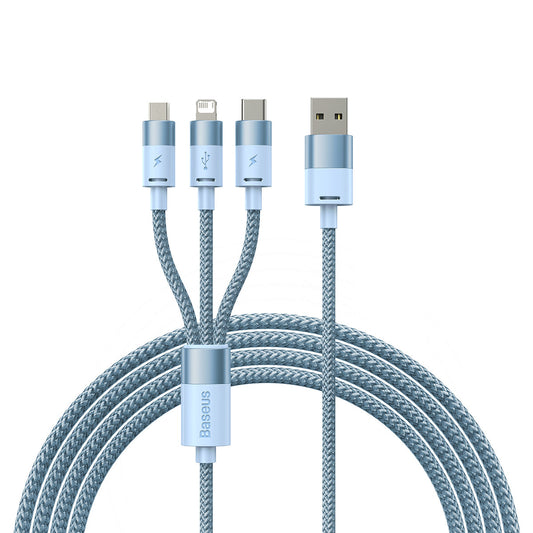 USB-A - Lightning / microUSB / USB-C Baseus StarSpeed 3in1 Oplaadkabel, 20W, 1.2m, Blauw CAXS000017