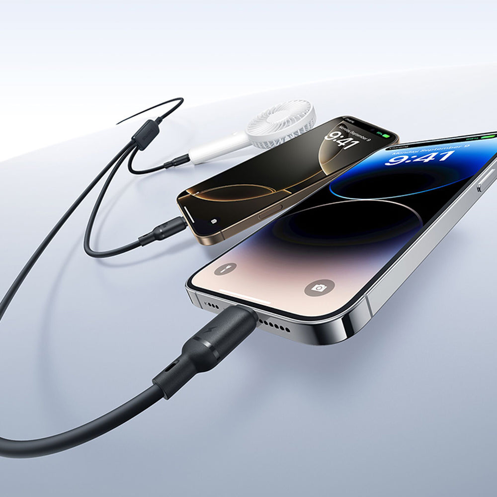 USB-A - Lightning / microUSB / USB-C Baseus Silky 3in1 Oplaadkabel, 100W, 1.5m, Zwart P10377705123-00