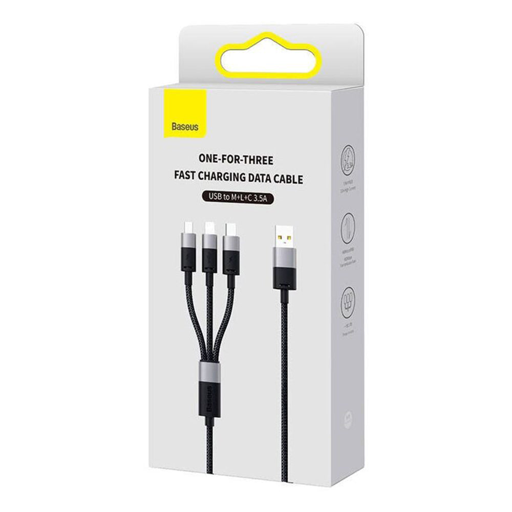 USB-A - Lightning / microUSB / USB-C Baseus StarSpeed 3in1 Oplaadkabel, 100W, 1.5m, Zwart P10319900111-01