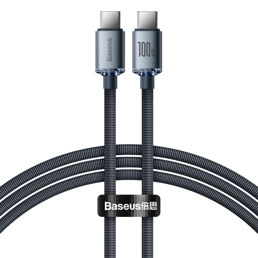 USB-C Data- en Oplaadkabel - USB-C Baseus Crystal Shine Series, 100W, 1.2m, Zwart CAJY000601