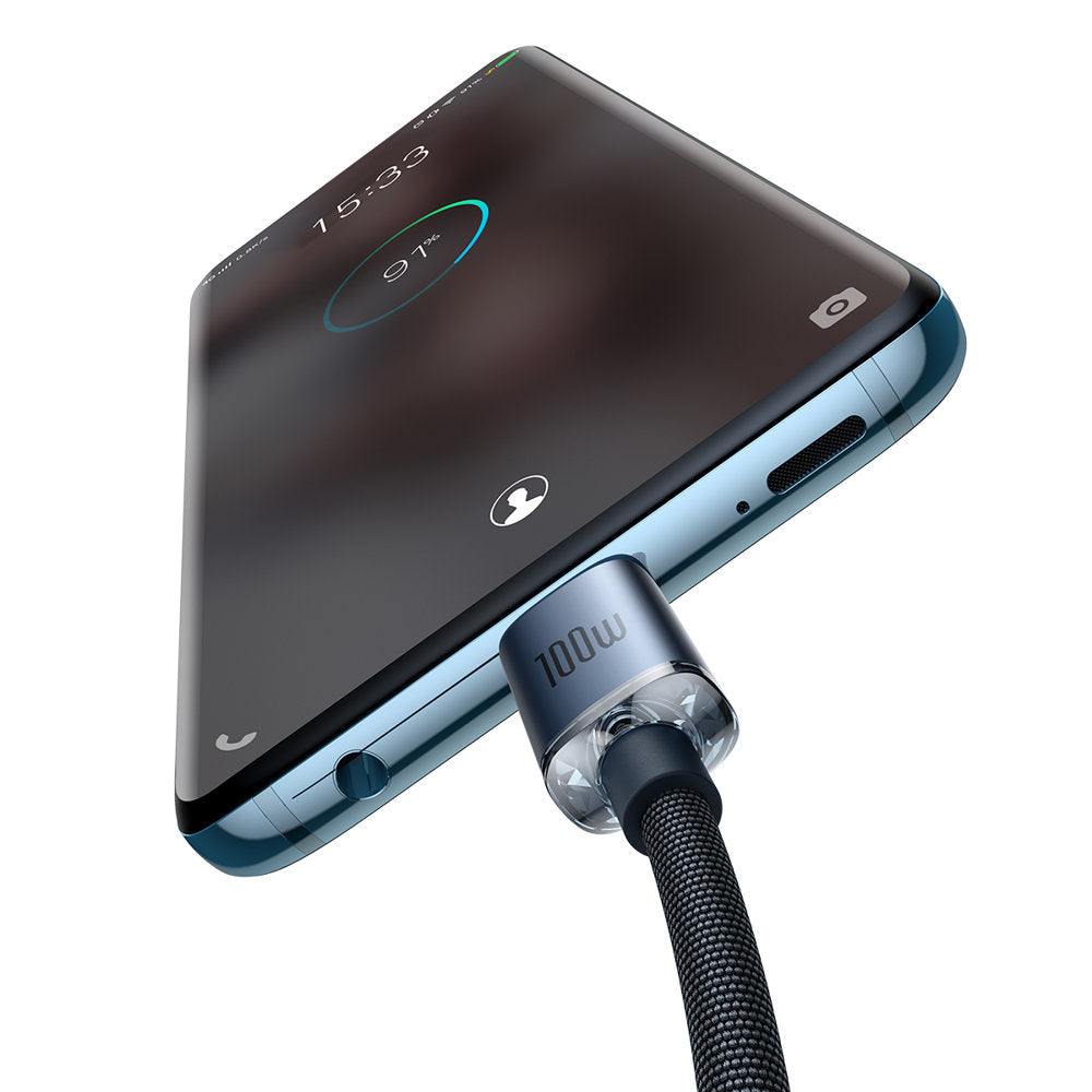USB-C Data- en Oplaadkabel - USB-C Baseus Crystal Shine Series, 100W, 1.2m, Zwart CAJY000601