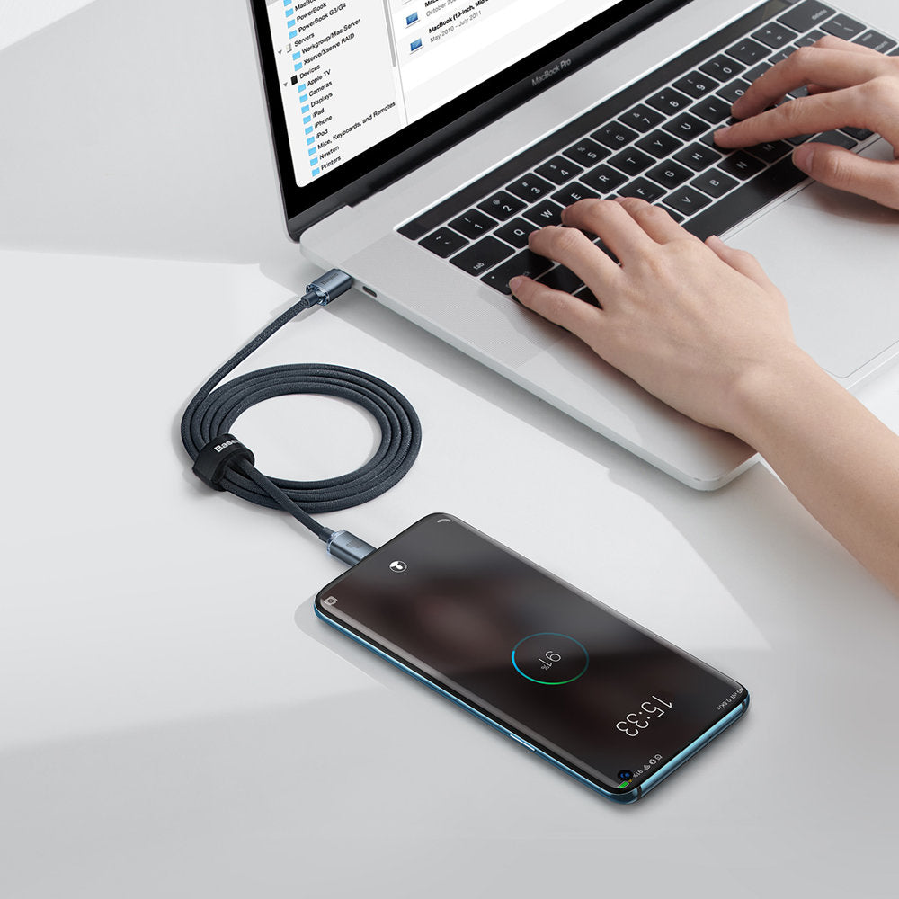 USB-C Data- en Oplaadkabel - USB-C Baseus Crystal Shine Series, 100W, 1.2m, Zwart CAJY000601