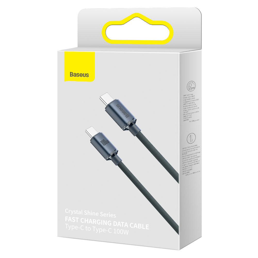 USB-C Data- en Oplaadkabel - USB-C Baseus Crystal Shine Series, 100W, 1.2m, Zwart CAJY000601