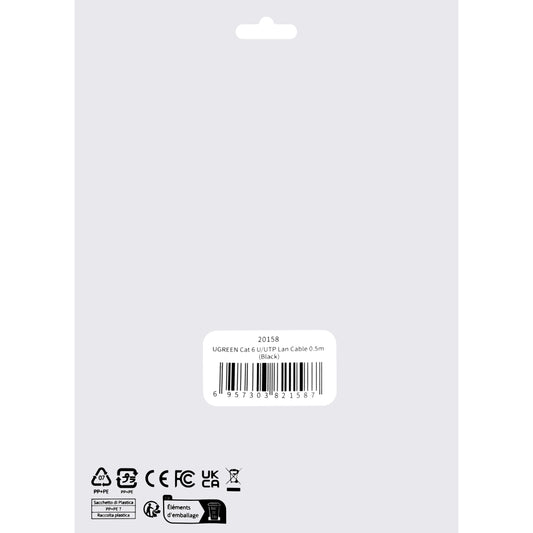 Netwerkkabel UGREEN NW102, UTP, Cat6, 0,5m, Zwart