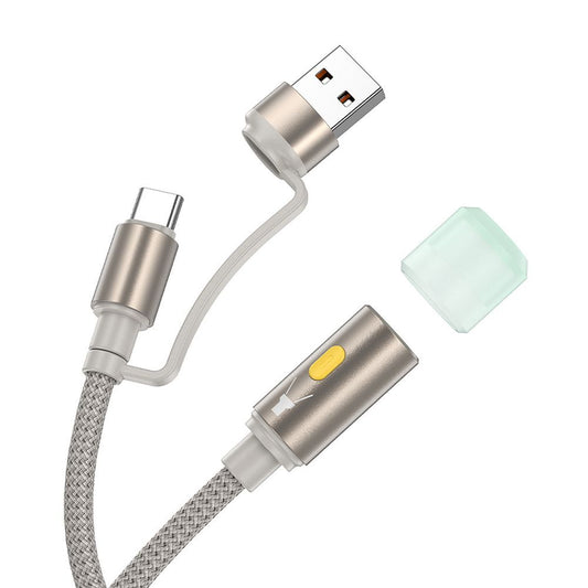 Led-kabel HOCO UA38C, USB-C / USB-A, 0,3m, Goud