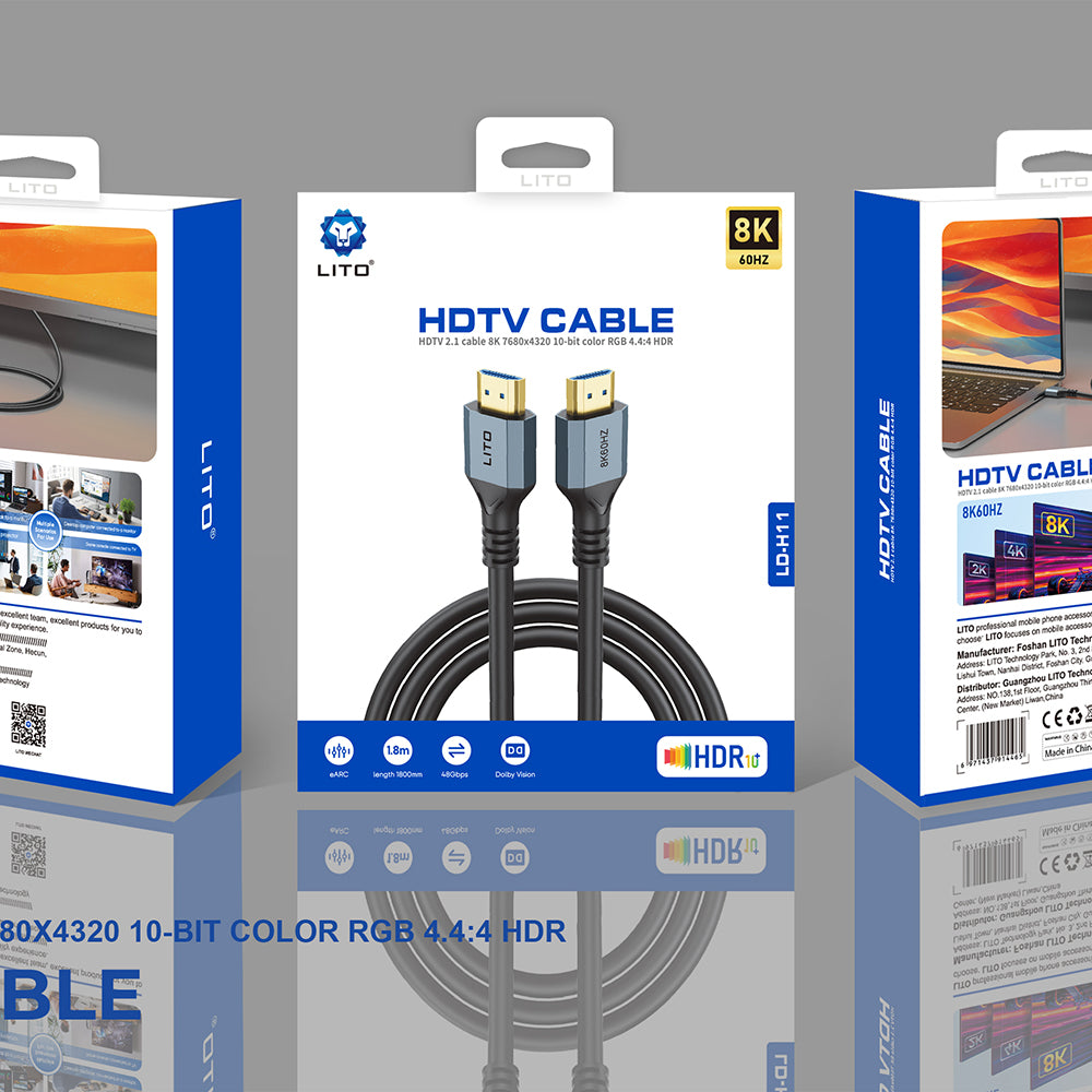 Lito HD119 Video Kabel, HDMI - HDMI, 8K, 1,8m, Zwart