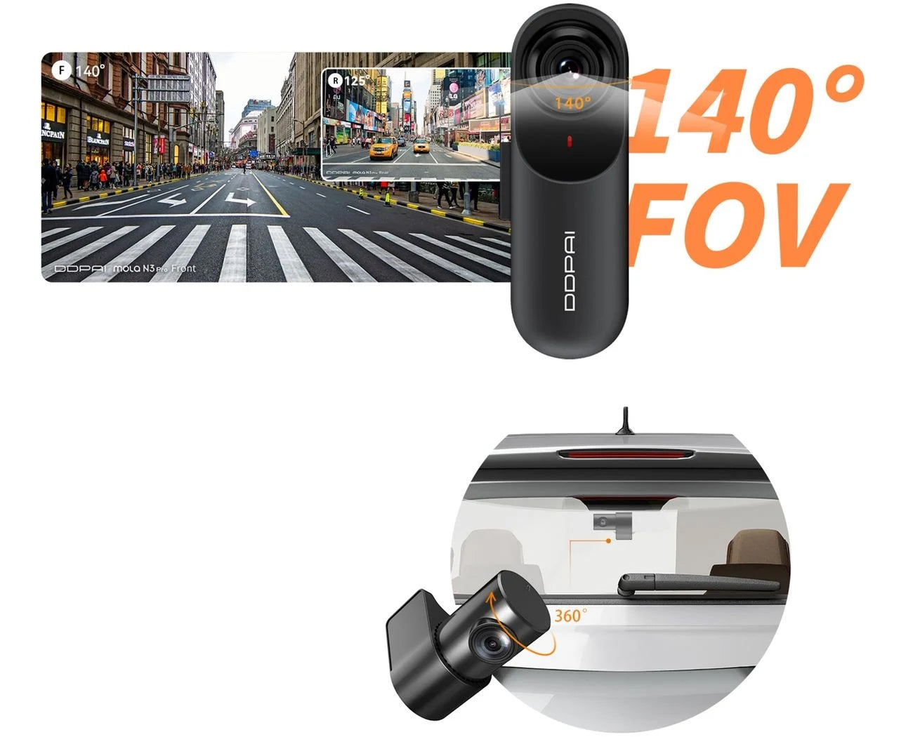 Voor- en achteruitrijcamera DDPAI mola N3 Pro 2026, 1600P, Wi-Fi