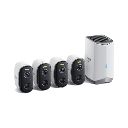 Baseus N1 Bewakingscamera, Wi-Fi, 2K, IP67, Buiten, Set van 4 stuks, Wit ACSLH-01